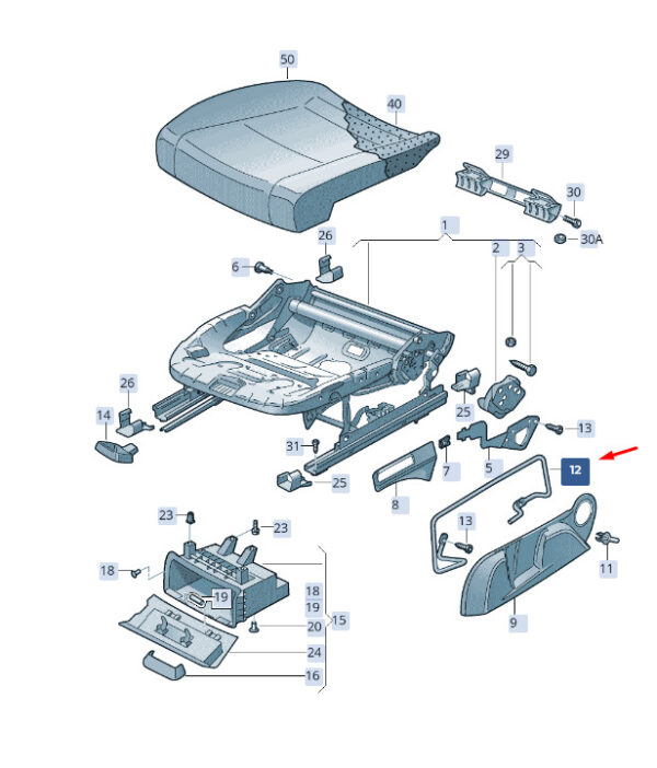 5G0881559 - NEW ŠKODA SUPERB MK3 FRONT LEFT SEAT BEAM 5G0881559 ORIGINAL