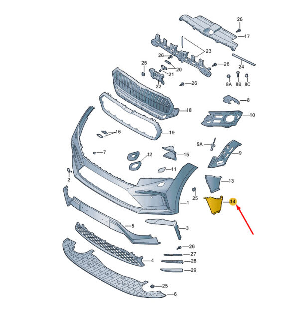 5LA121763C9B9 - New SKODA ENYAQ iV Front Bumper Left Air Duct 5LA121763C9B9 Genuine