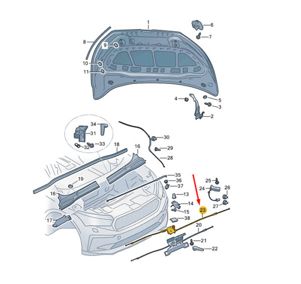 5LA823531A - New SKODA ENYAQ iV Front Bonnet Cover Lock Cable 5LA823531A Genuine