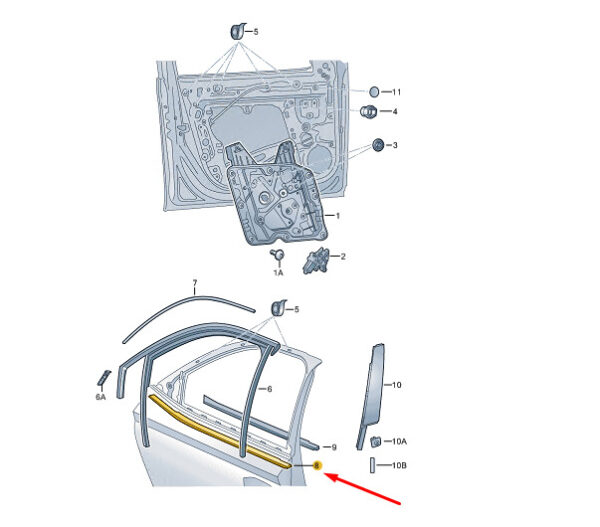 5LA837477A5AP - ŠKODA ENYAQ IV window opening gasket front left outside 5la837477a5ap NEW