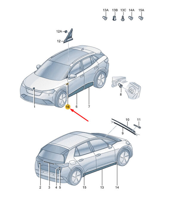 5LA853041C2ZZ - ŠKODA ENYAQ IV decorative film for side part front left 5LA853041C2ZZ part