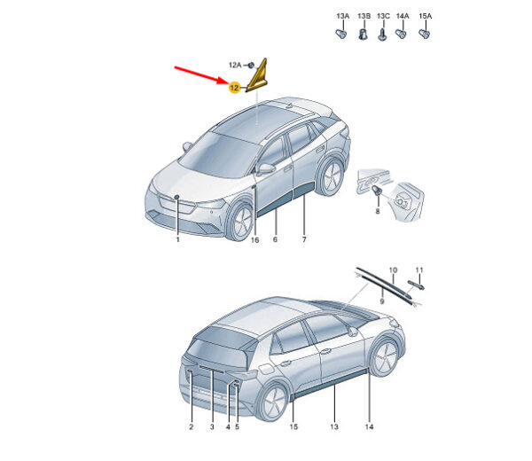 5LA853274C041 - ŠKODA ENYAQ IV triangle trim for front right door mirrors 5LA853274C041 part