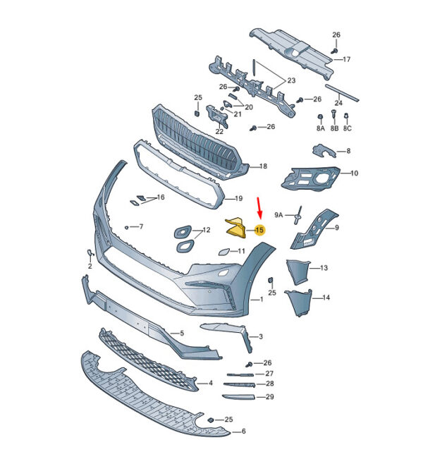 5LA853949A - New SKODA ENYAQ iV Front Bumper, Left Locking Element 5LA853949A Genuine