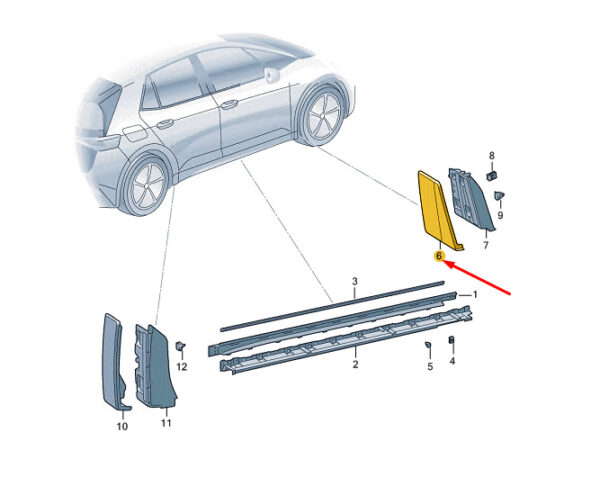 5LA854376GRU - ŠKODA ENYAQ IV wheelbase cover front right 5LA854376GRU NEW original