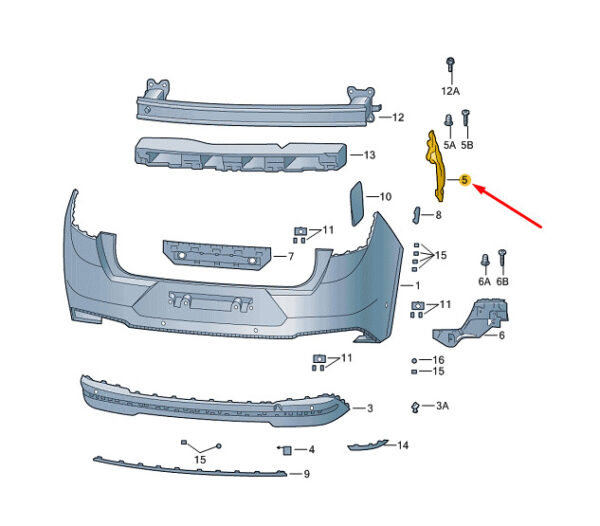 5LE807393B - ŠKODA ENYAQ IV bumper guide profile rear left 5LE807393B, original part