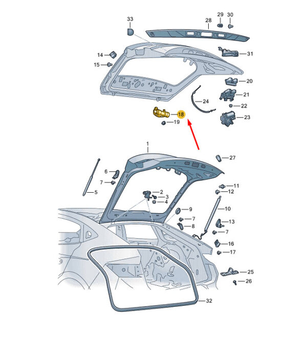5LE827033A - ŠKODA ENYAQ IV tailgate vibration damper 5LE827033A, original part