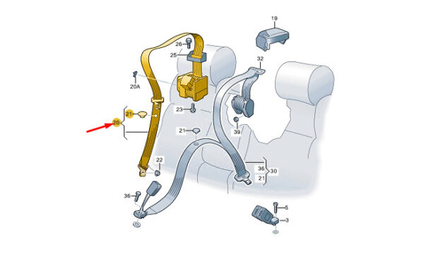 5LE857806BRAA - ŠKODA ENYAQ IV right rear seat belt 5le857806braa, original part