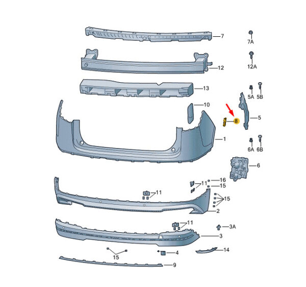 5LG807838A9B9 - ŠKODA ENYAQ IV molding rear bumper right 5LG807838A9B9 NEW original