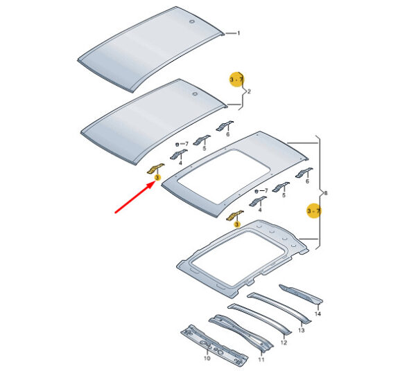 5LG817422 - New SKODA ENYAQ iV Front Right Roof Rail Bracket 5LG817422