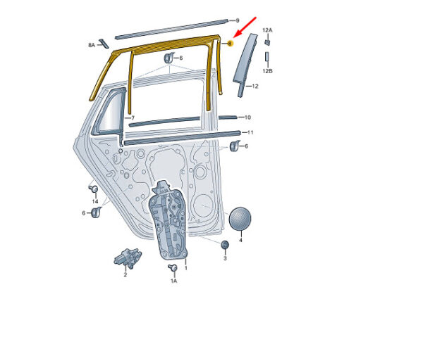 5LG839432E5AP - ŠKODA ENYAQ IV sliding window guide rear right 5LG839432E5AP, original part