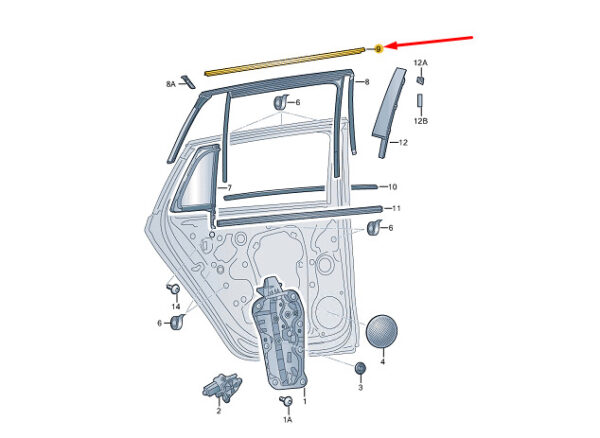 5LG839644BJV1 - ŠKODA ENYAQ IV door strip top rear right 5LG839644BJV1, original part
