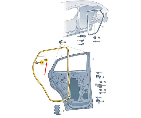 5LG8396975AP - ŠKODA ENYAQ IV door exterior seal rear left 5LG83996975AP NEW ORIGINAL