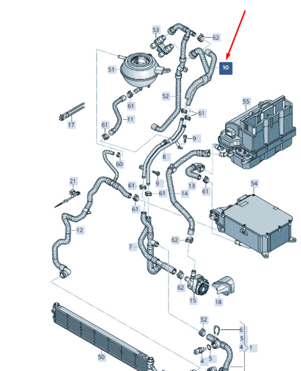 5Q0121086F - ŠKODA SUPERB MK3 coolant hose rear 5Q0121086F NEW ORIGINAL