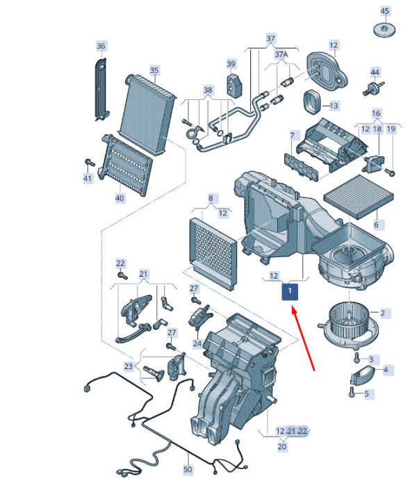 5Q1819007B - ŠKODA SUPERB MK3 heating housing left steering 5Q1819007B, original part