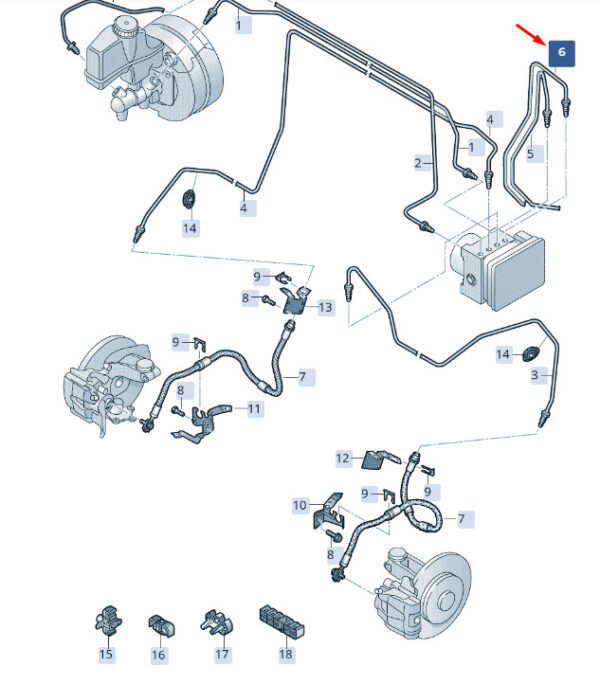 5Q2614726P - NEW ŠKODA SUPERB MK3 RIGHT BRAKE PIPE RHD 5Q2614726P ORIGINAL