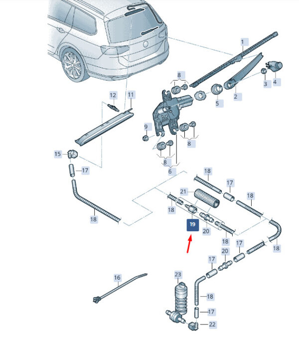 5TA955873 - NEW ŠKODA SUPERB MK3 REAR WIPER SYSTEM Y-PIECE DISTRIBUTOR 5TA955873 ORIGINAL