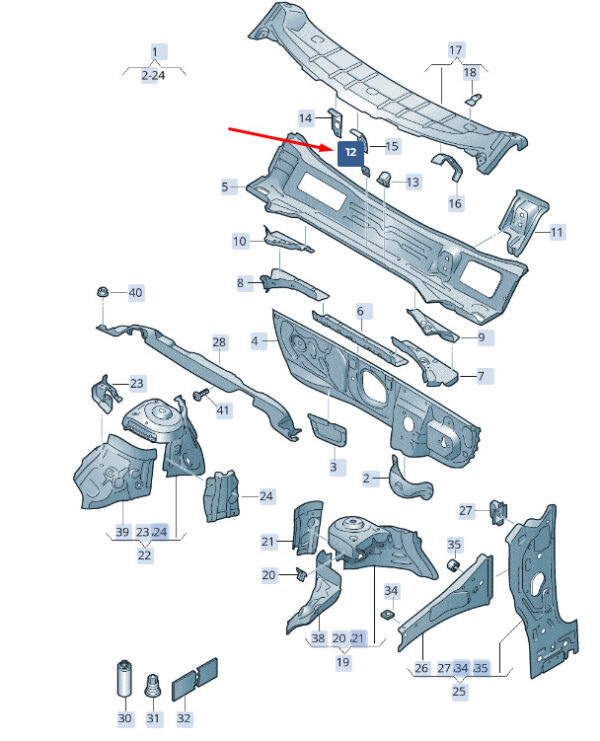 6F0805323 - ŠKODA KAMIQ NW4 Front Waterbox Crossplate Mount 6F0805323, Original Part