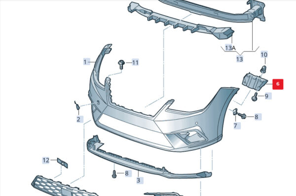 6F0807184A - NEW SEAT IBIZA VS KJ1 FRONT RIGHT BUMPER BRACKET 6F0807184A ORIGINAL