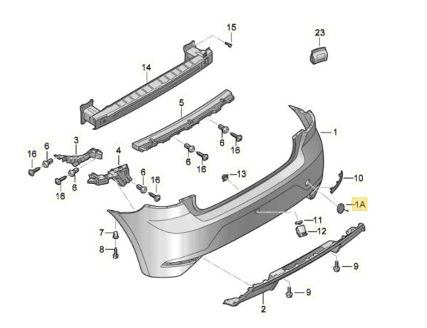 6F0807441GRU - Seat Ibiza V KJ1 Rear Bumper Tow Hook Eye Cover 6F0807441GRU OEM