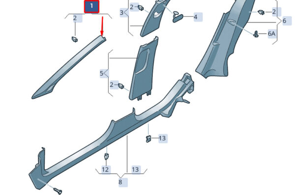 6F0867233E82V - New SEAT IBIZA V KJ1 A-Pillar Trim Panel Front Upper Left 6F0867233E82V Genuine