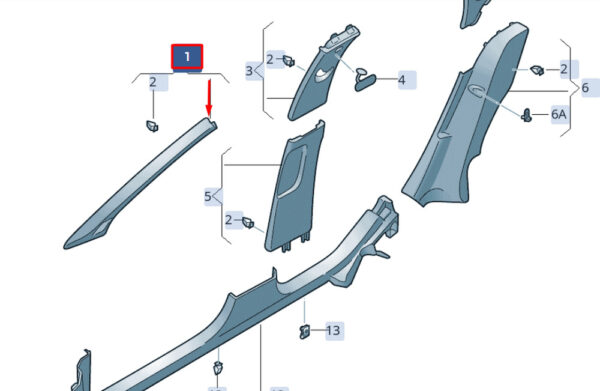 6F0867233EY20 - New SEAT IBIZA V KJ1 A-Pillar Trim Panel Front Upper Left 6F0867233EY20 Genuine