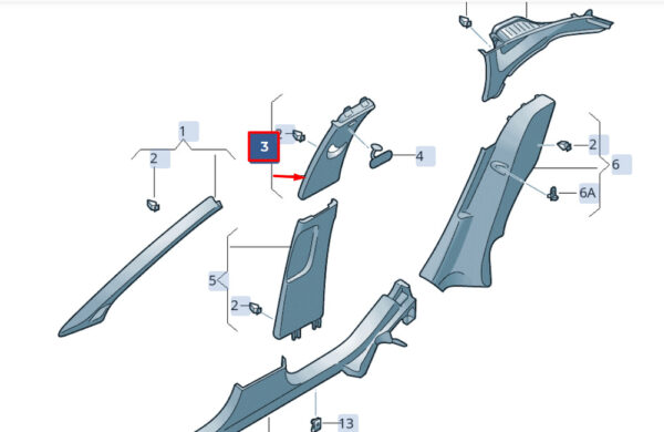 6F086724482V - New SEAT IBIZA V KJ1 B-Pillar Trim Panel Upper Right 6F086724482V Genuine