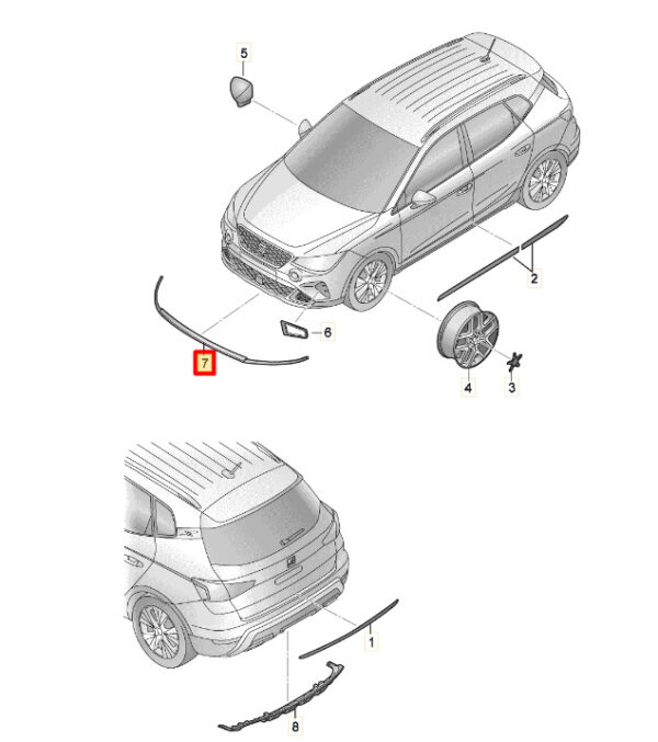 6F9071365F - SEAT ARONA KJ7 decorative sticker for the front panel 6F9071365F original part