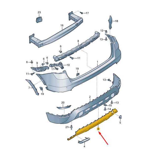 6F9807425AU34 - Seat Arona Rear Bumper Trim 6F9807425AU34, Genuine Part