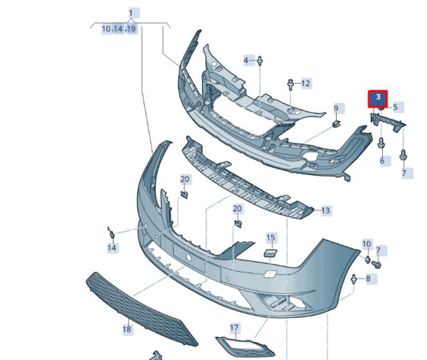 6J0807184 - NEW SEAT IBIZA IV ST 6J FRONT RIGHT BUMPER BRACKET 6J0807184 ORIGINAL