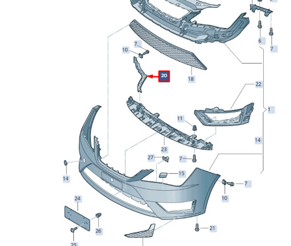 6J0807480A - NEW SEAT IBIZA IV ST 6J FRONT RIGHT BUMPER BRACKET 6J0807480A ORIGINAL