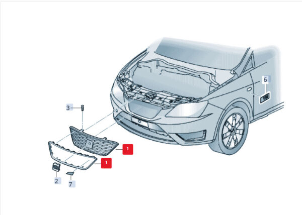 6J0853654G9B9 - SEAT IBIZA ST radiator grille for bumper front 6J0853654G9B9, original part