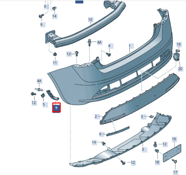 6J3807480A - NEW SEAT IBIZA IV ST 6J 6P REAR RIGHT BUMPER BRACKET 6J3807480A ORIGINAL