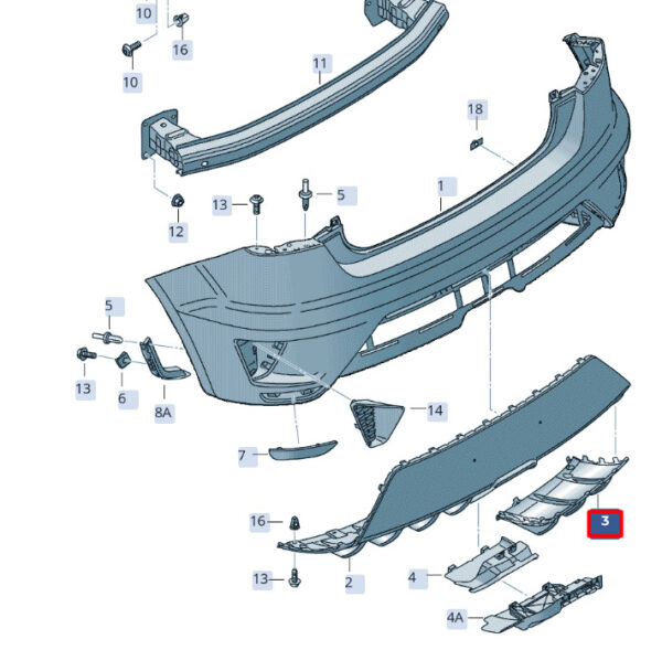 6JL8074419B9 - NEW SEAT IBIZA IV ST 6J 6P BEHIND BUMPER SPOILER 6JL8074419B9 ORIGINAL