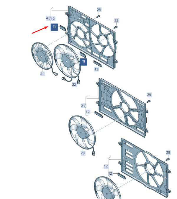 7P0121223 - NEW ŠKODA SUPERB MK3 TWIN AIR RING COOLER LOUVRE 7P0121223 ORIGINAL