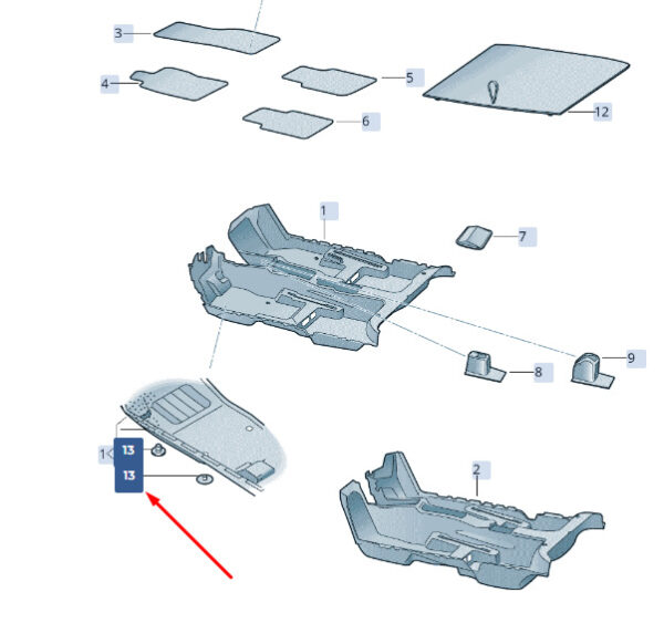 8E0864227 - ŠKODA SUPERB MK3 flooring lower bracket 8E0864227 NEW ORIGINAL