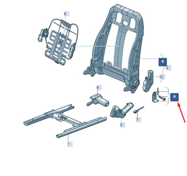 8T0898173 - SKODA SUPERB MK3 FRONT BACKREST MOTOR VARIOUS PARTS SET 8T0898173 GENUINE
