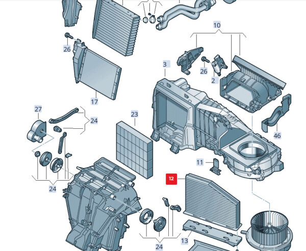 JZW819653B - SEAT Alhambra 710 711 dust/pollen filter left steering JZW819653B, original part