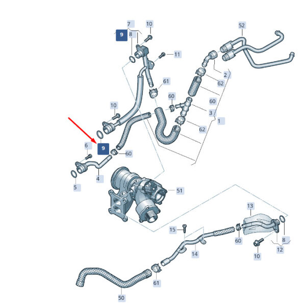 WHT006124 - New SKODA SUPERB MK3 Coolant Pipe O-Ring WHT006124
