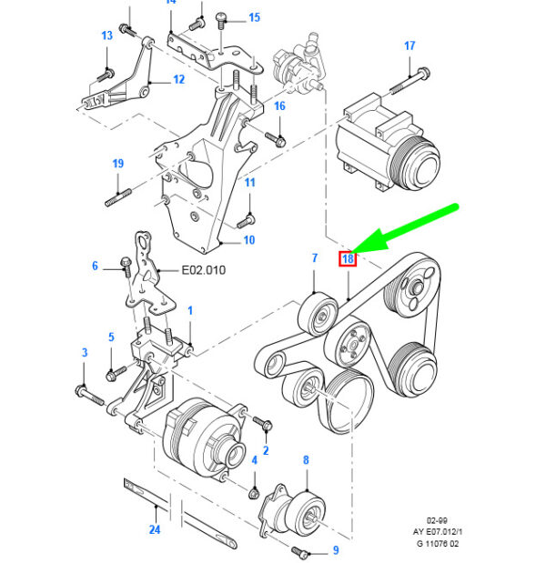 1014374 - NEW FORD MONDEO MK2 WEDGE RIB STRAP 1014374 93BB-6C301-AB ORIGINAL