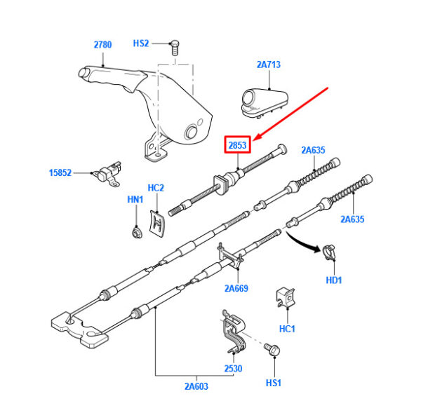 1076707 - NEW FORD FOCUS MK1 PARKING BRAKE FRONT CABLE ASSY 1076707 98AG-2853-AF ORIGINAL