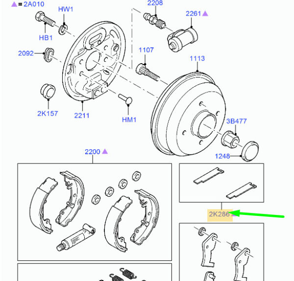 1094965 - NEW FORD KA MK1 REAR DRUM BRAKE FITTING KIT 1094965 95AB-2K286-CA ORIGINAL