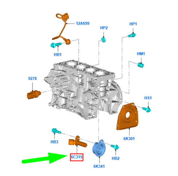 1110834 - NEW FORD B-MAX B232 CRANKSHAFT POSITION SENSOR YS6A-6C315-AB 1110834 ORIGINAL
