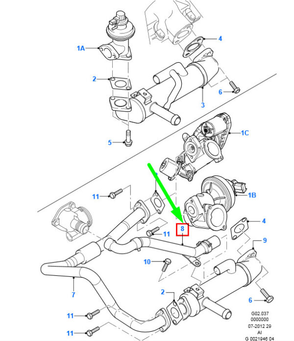 1122510 - NEW FORD MONDEO MK3 EGR TO COOLER INLET HOSE 1122510 1C1Q-9Y438-AB ORIGINAL