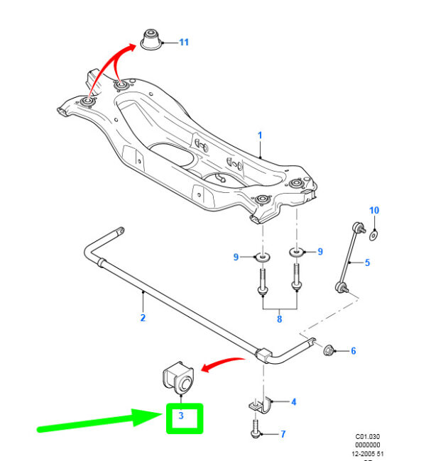 1124418 - NEW FORD MONDEO MK3 REAR STABILIZER INSULATOR ASSY 1124418 1S71-4A037-DC