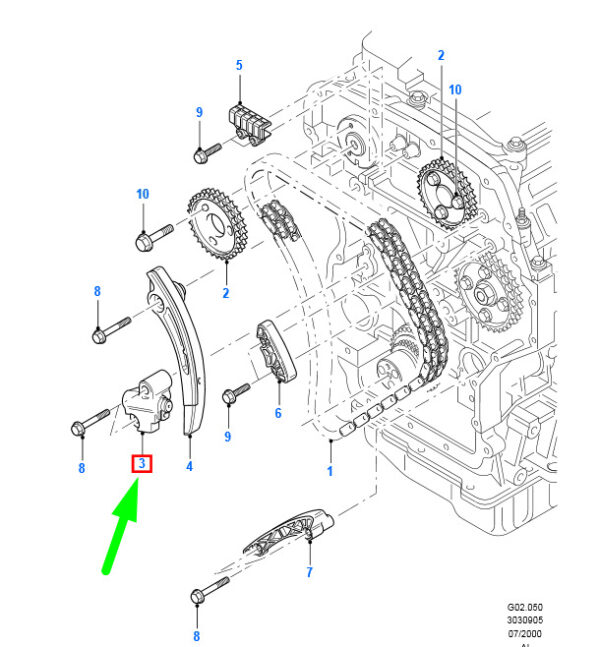 1138760 - NEW FORD MONDEO MK3 TIMING CHAIN TENSIONER 2S7Q-6K261-BA 1138760 ORIGINAL