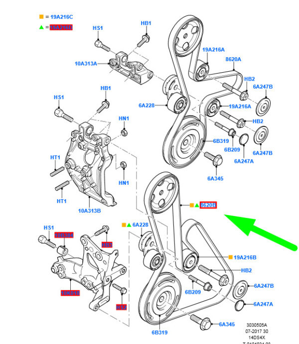 1141315 - NEW FORD FIESTA WS MK5 DRIVING V-BELT 2S61-6C301-DA 1141315 ORIGINAL