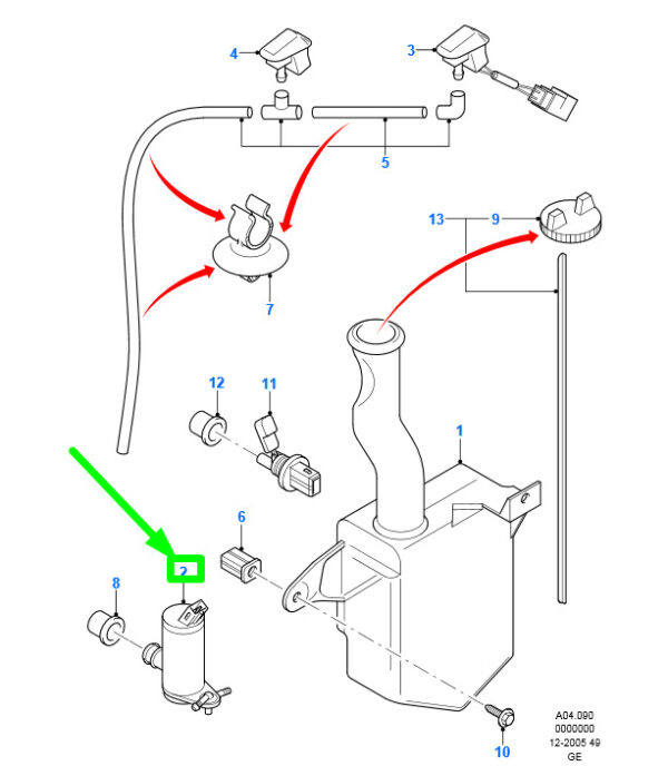 1145866 - NEW FORD MONDEO MK3 WINDSCREEN WASHER MOTOR AND PUMP ASSY 1145866 ORIGINAL