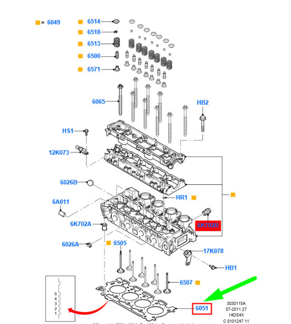 1146053 - NEW FORD FOCUS MK2 CYLINDER HEAD GASKET 1146053 2S6Q-6051-EA ORIGINAL