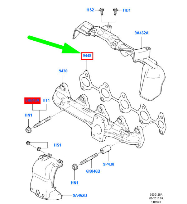 1152194 - NEW FORD FIESTA BE256 MK5 EXHAUST MANIFOLD GASKET 1152194 2S6Q-9448-AB ORIGINAL