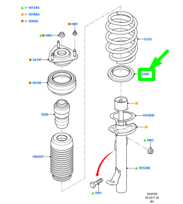 1211735 - Ford Fiesta Be256 MK5 Front Shock absorber Anti-Squeak Pad 1211735 NEW
